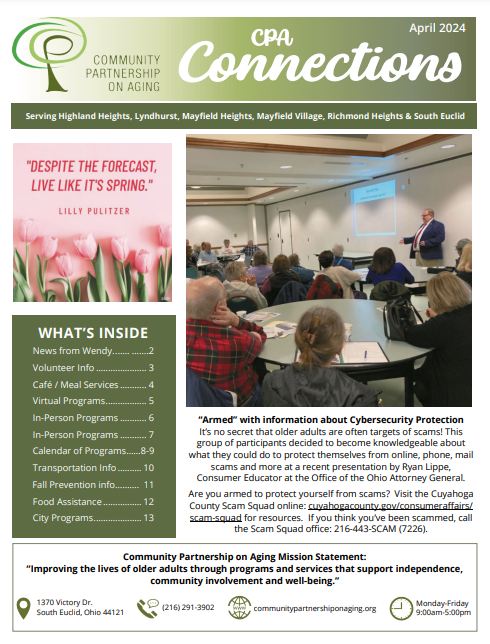  Click on the image below to open the April 2024 newsletter in your browser.  Please note there are no lunches or programs with CPA on April 8.